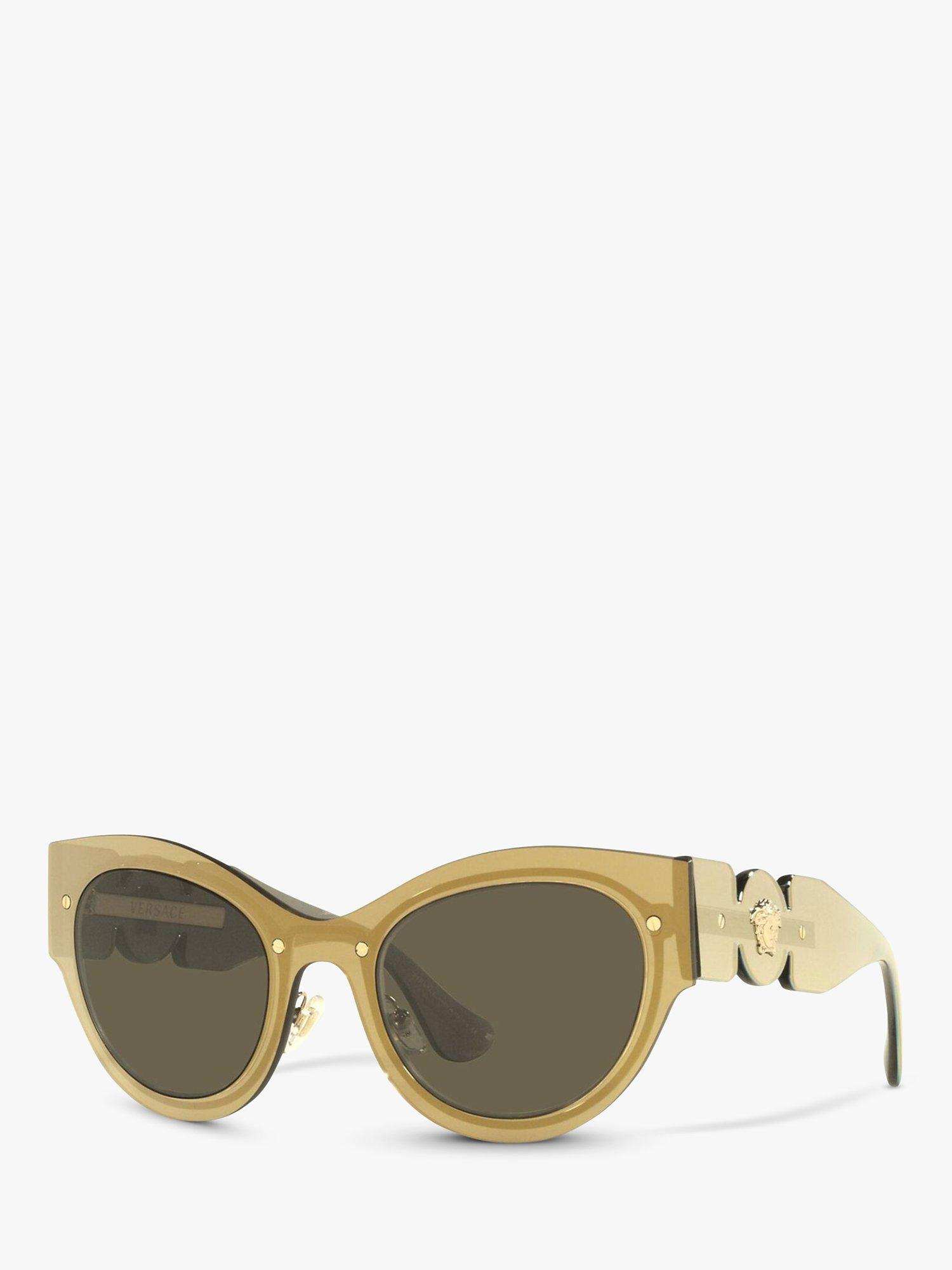 Product image 1 of 3, which shows Versace VE2234 Women's Butterfly Sunglasses, Transparent Brown/Mirror Gold