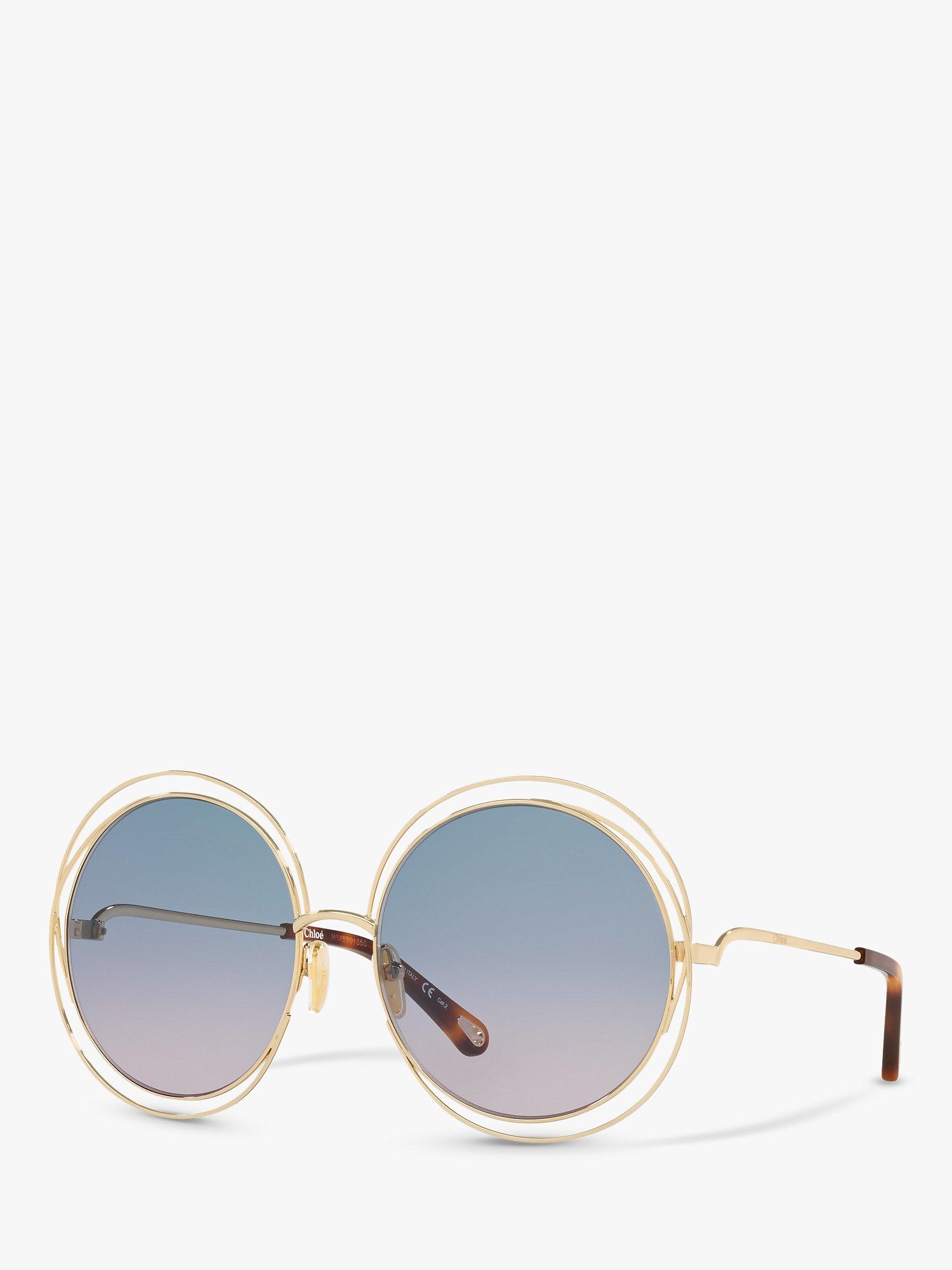 Chloé CH0045S Women's Round Sunglasses, Dark Gold/Blue Gradient