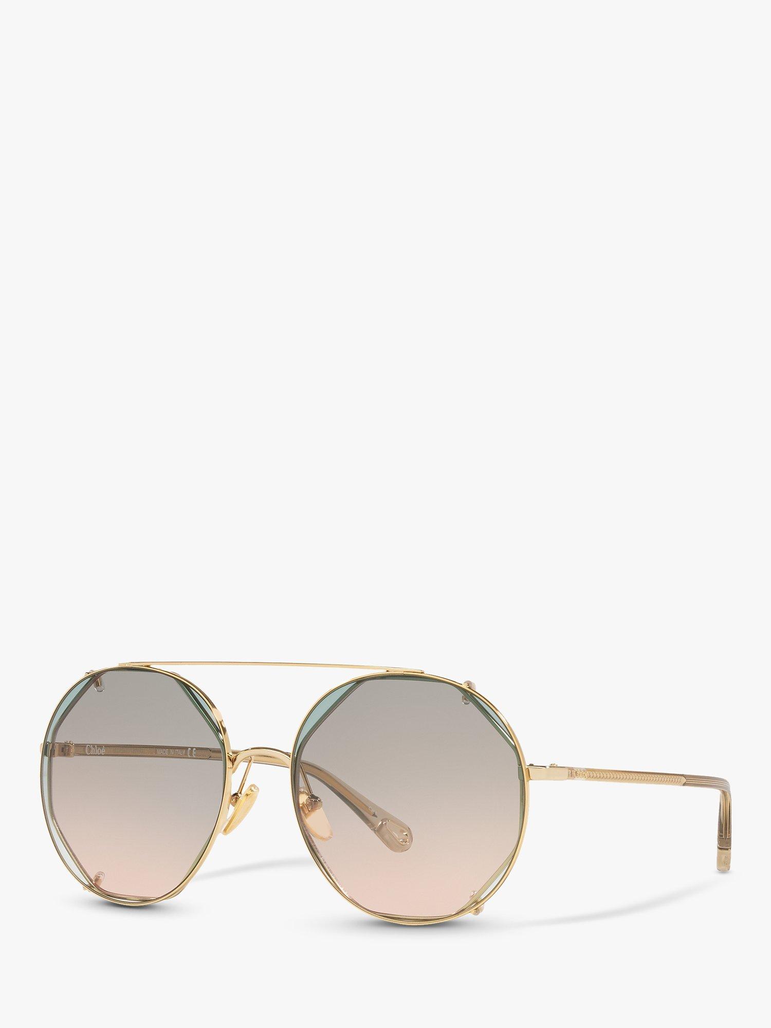 Chloé CH0041S Women's Round Sunglasses, Gold/Green Gradient