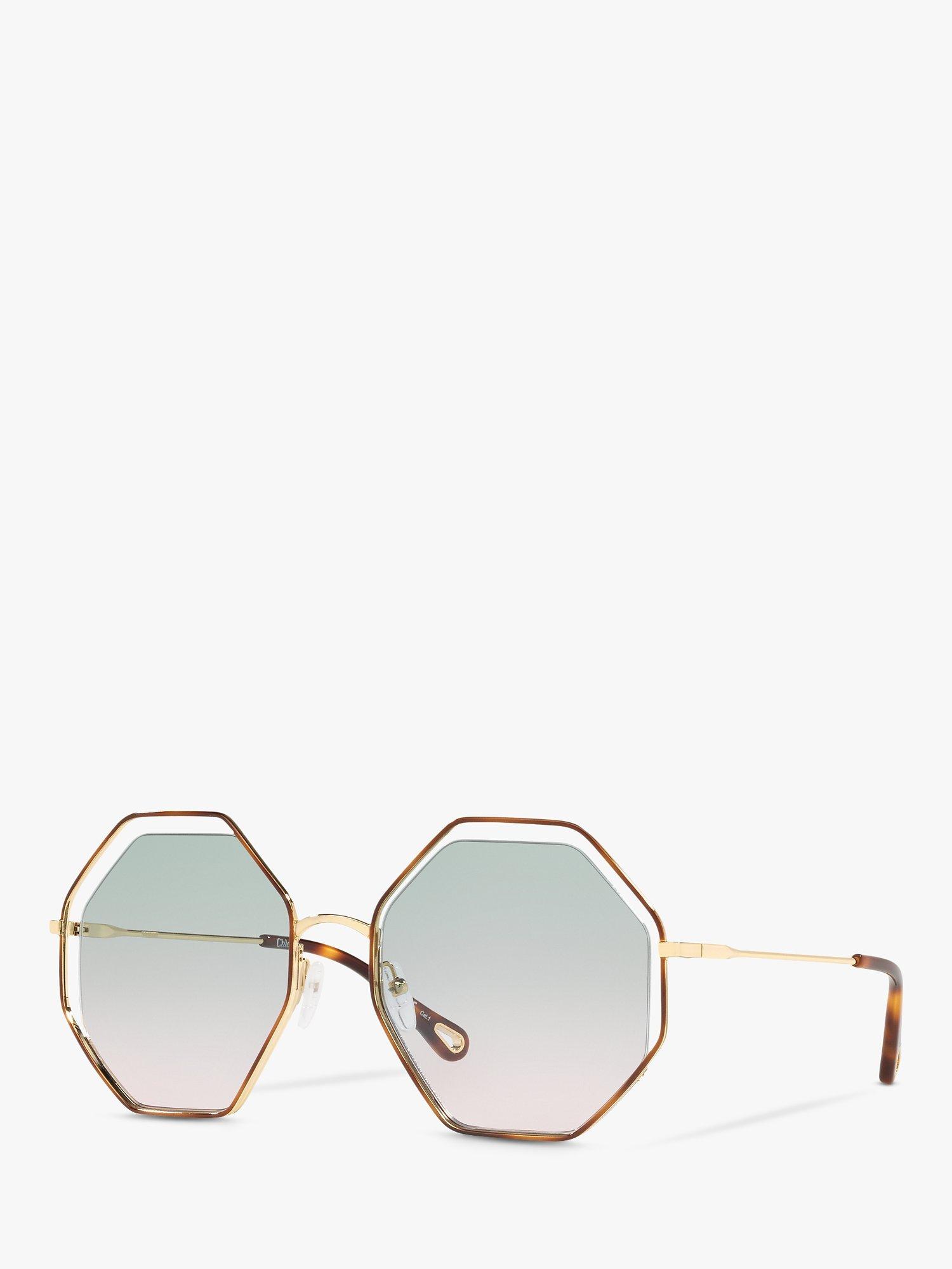 Chloé CH0046S Women's Octagonal Sunglasses, Gold/Green Gradient