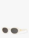 Celine CL40194U Unisex Oval Sunglasses, Ivory/Grey