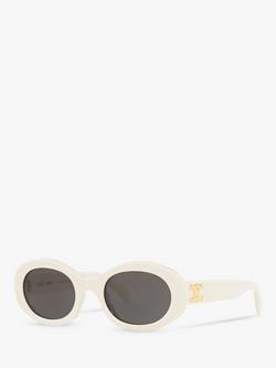 Celine CL40194U Unisex Oval Sunglasses, Ivory/Grey, Ivory/Grey