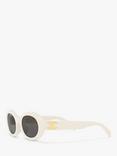 Celine CL40194U Unisex Oval Sunglasses, Ivory/Grey