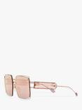 BVLGARI BV6171 Women's Square Sunglasses, Rose Gold/Champagne