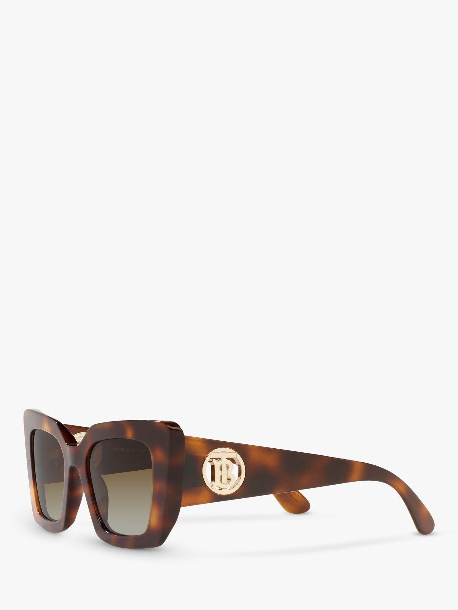 Product image 2 of 7, which shows Burberry BE4344 Women's Square Polarised Sunglasses, Light Havana