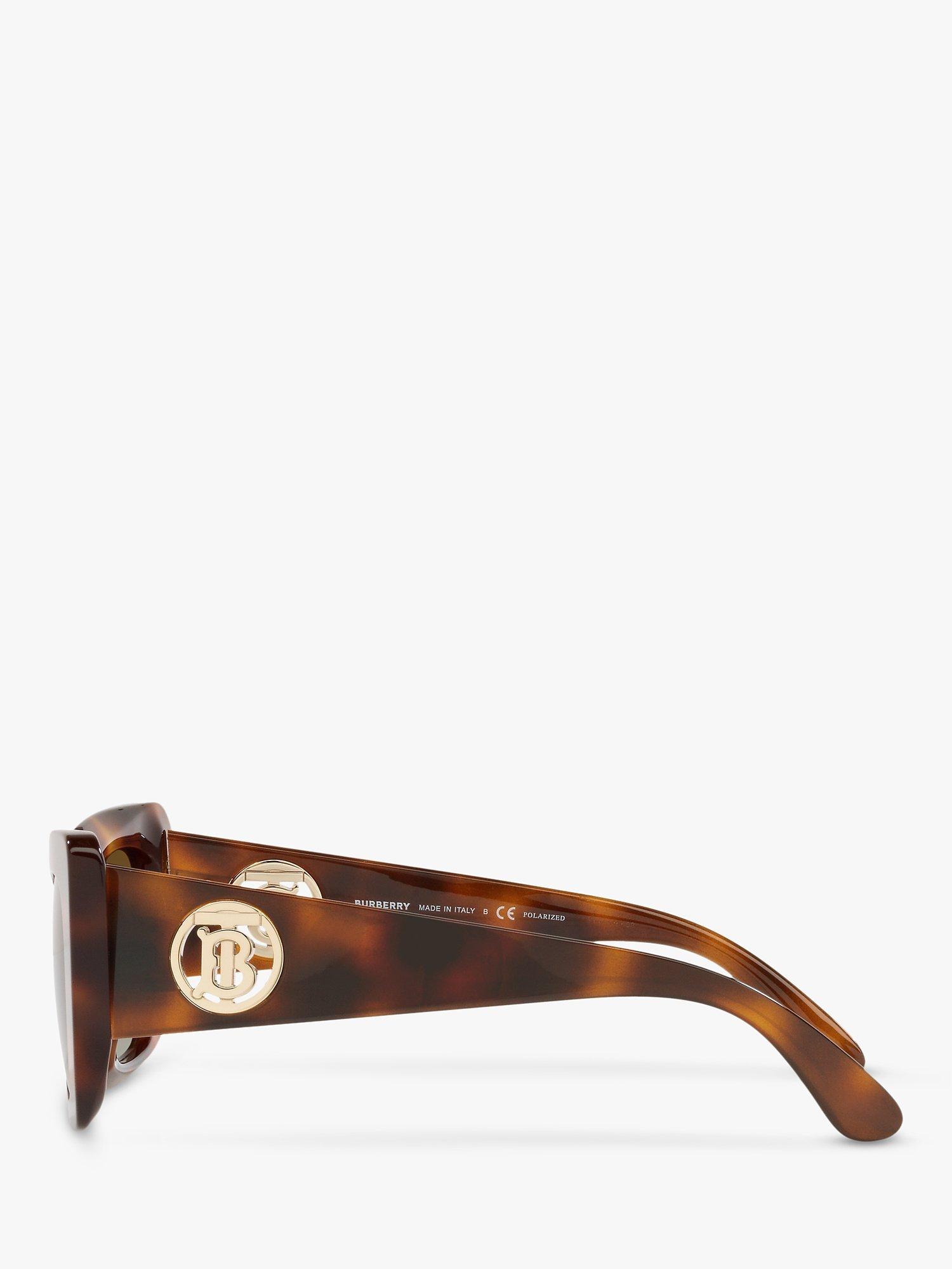Product image 4 of 7, which shows Burberry BE4344 Women's Square Polarised Sunglasses, Light Havana