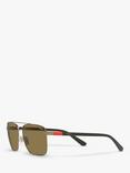 Polo Ralph Lauren PH3137 Men's Rectangular Sunglasses, Gold/Green