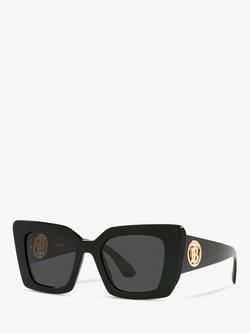 Burberry BE4344 Women's Square Sunglasses, Black Shine/Grey, Black Shine/Grey