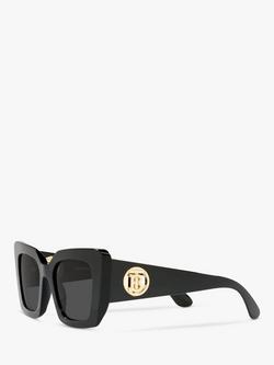 Burberry BE4344 Women's Square Sunglasses, Black Shine/Grey - view 2, Black Shine/Grey
