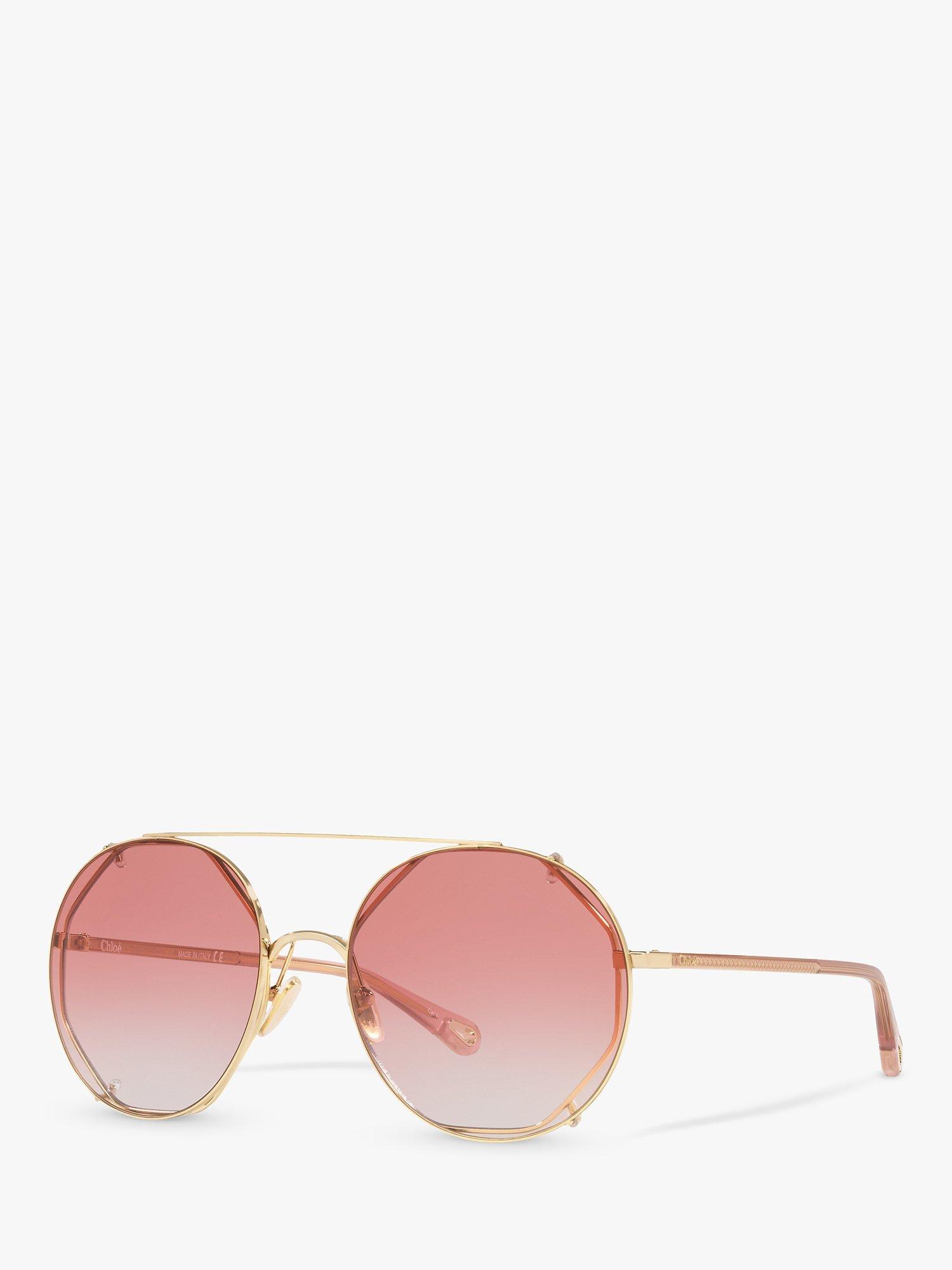 Chloé CH0041S Women's Round Sunglasses, Gold/Red Gradient