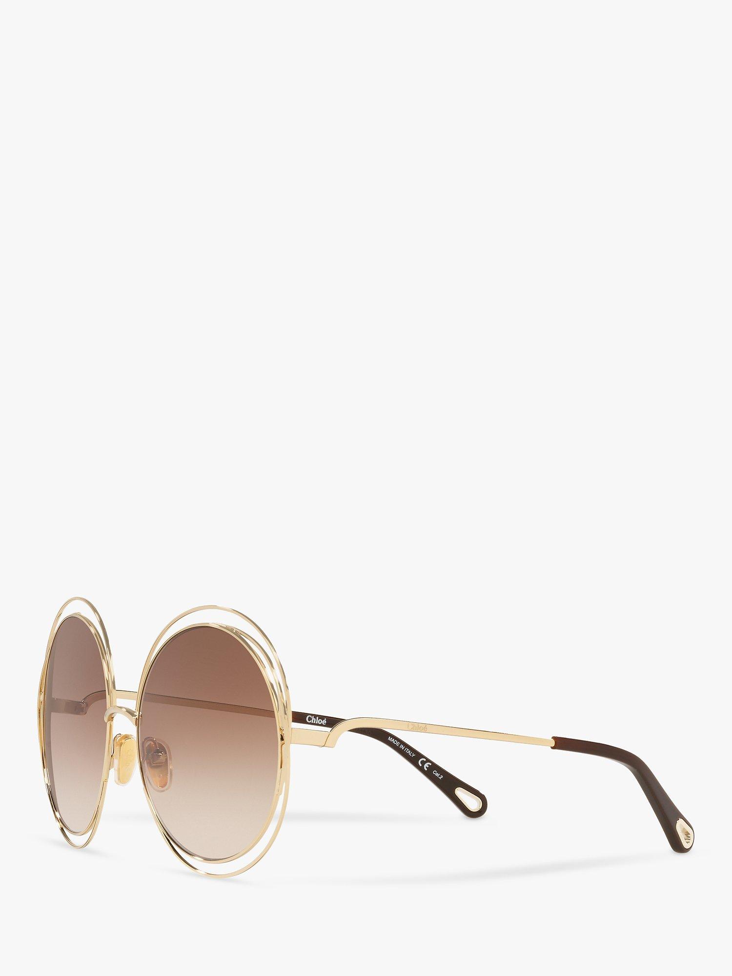 Product image 2 of 5, which shows Chloé CH0045S Women's Round Sunglasses, Gold/Brown Gradient