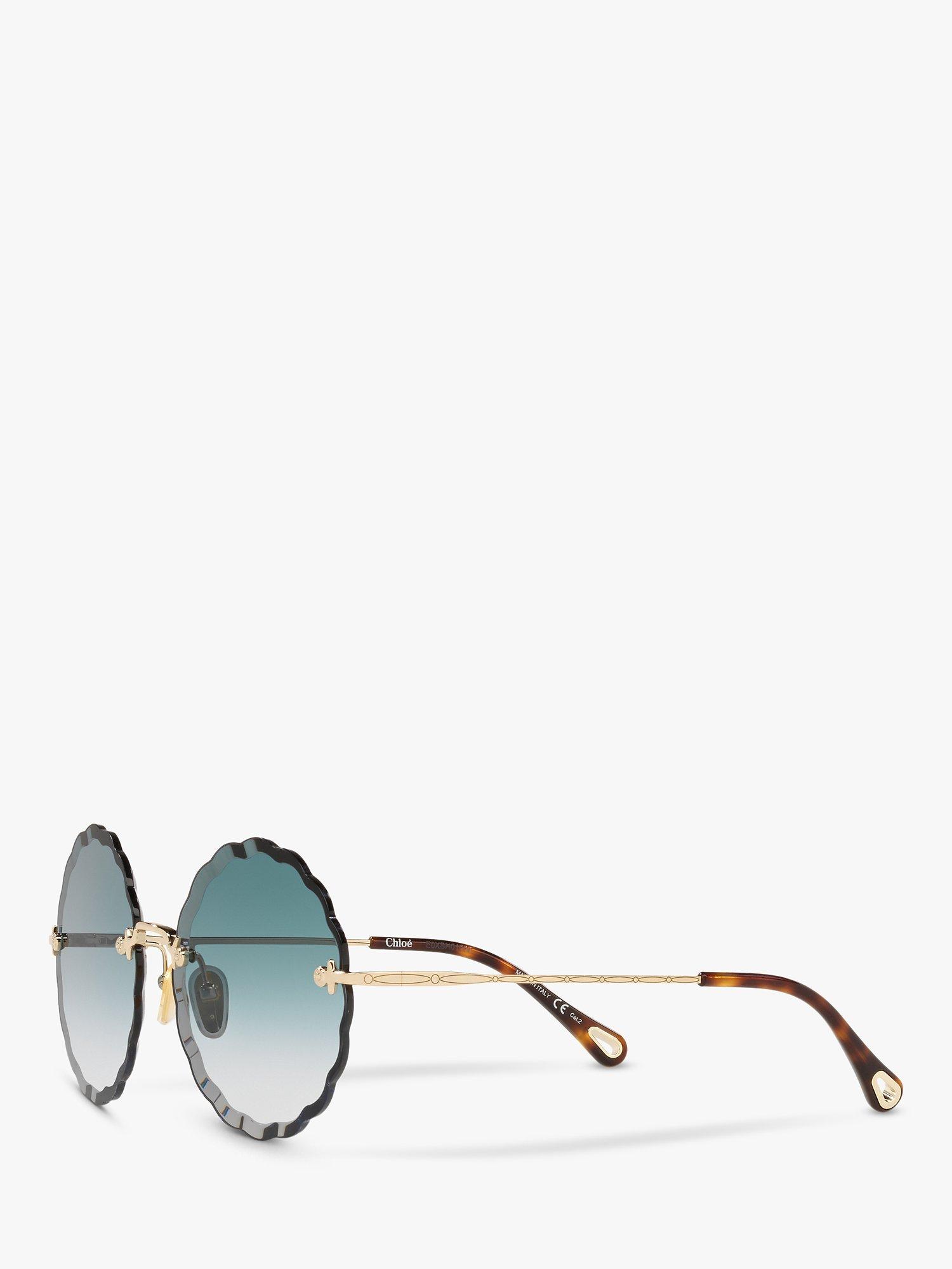 Product image 2 of 5, which shows Chloé CH0047S Women's Scalloped Round Sunglasses, Dark Gold/Blue Gradient