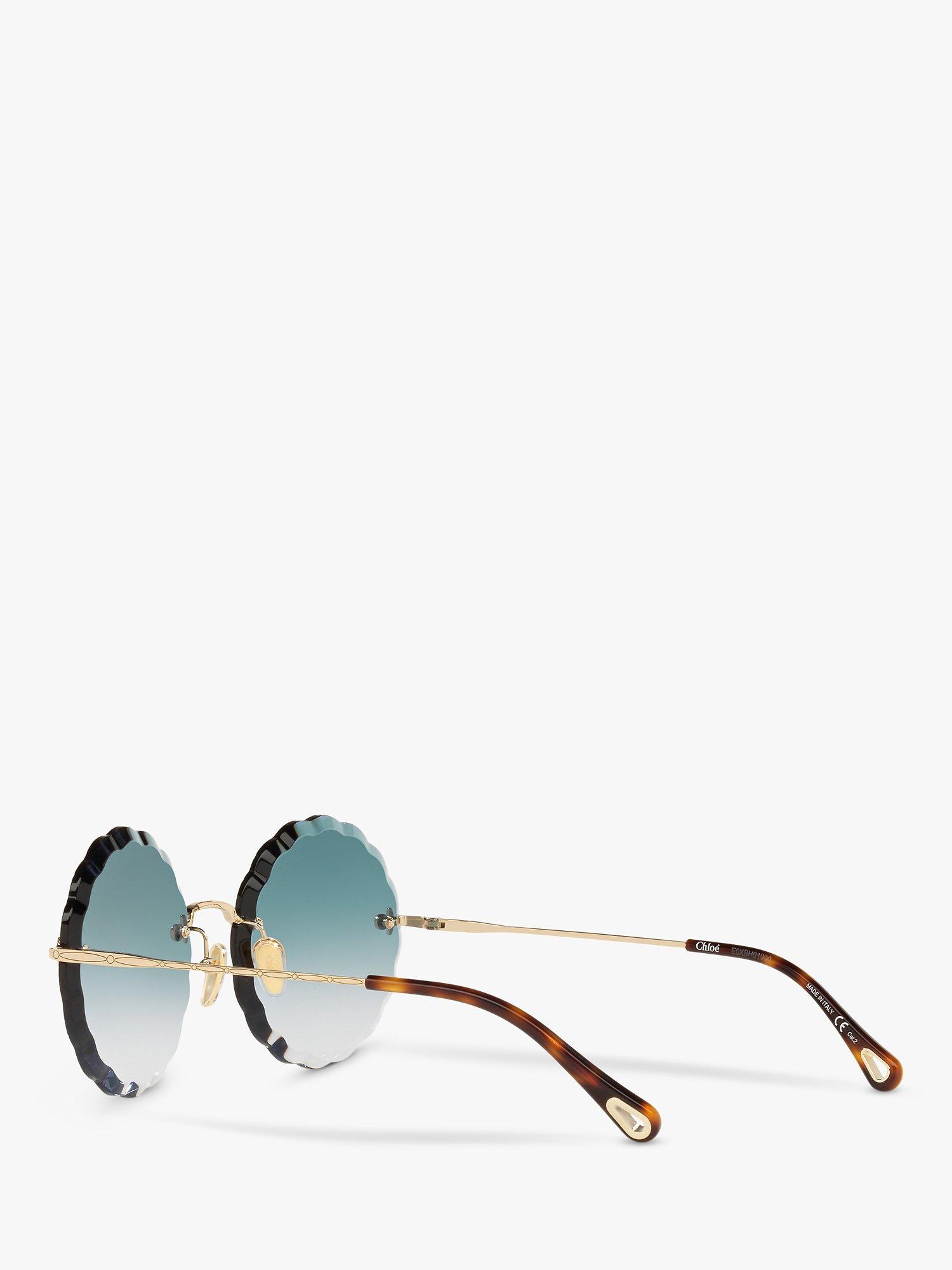 Product image 5 of 5, which shows Chloé CH0047S Women's Scalloped Round Sunglasses, Dark Gold/Blue Gradient