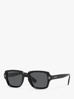 Burberry BE4349 Men's Rectangular Sunglasses, Black/Grey