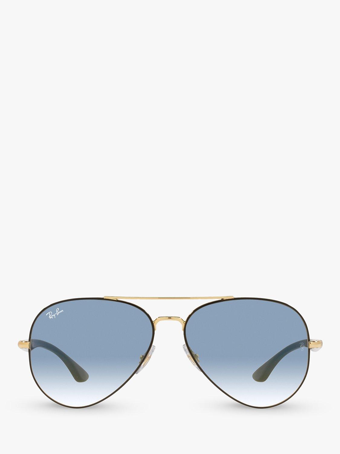 Product image 2 of 7, which shows Ray-Ban RB3675 Unisex Aviator Sunglasses, Black Gold/Blue Gradient