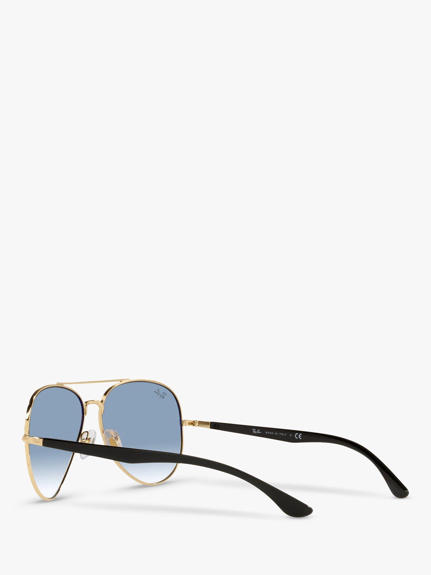 Product image 4 of 7, which shows Ray-Ban RB3675 Unisex Aviator Sunglasses, Black Gold/Blue Gradient