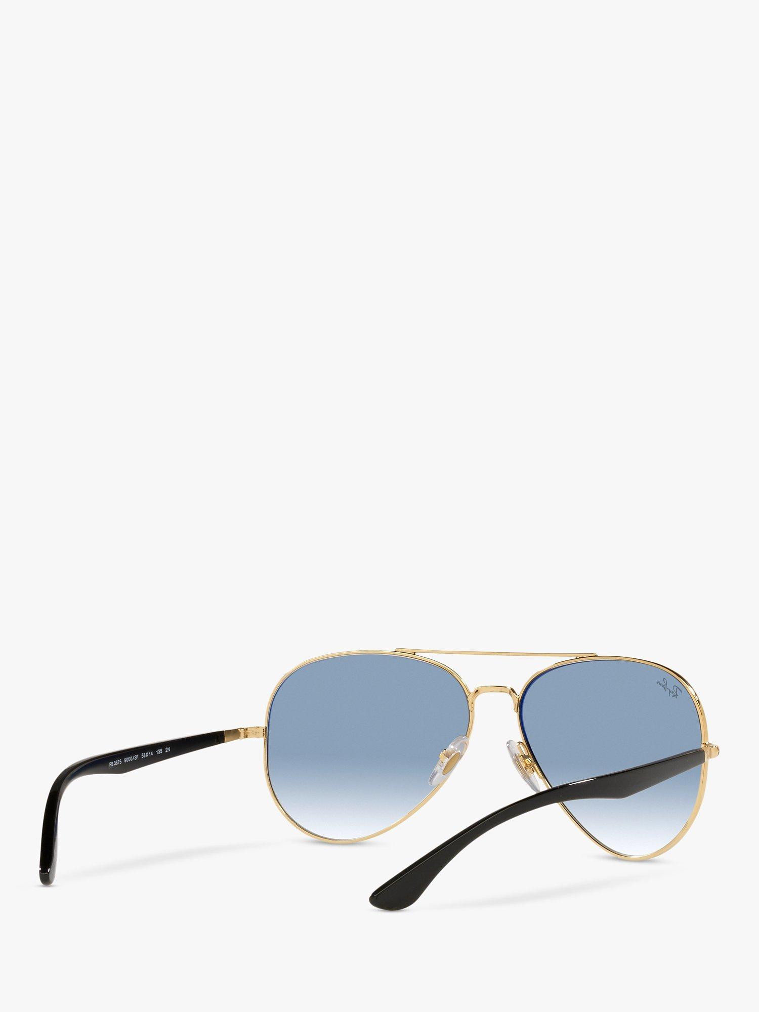 Product image 7 of 7, which shows Ray-Ban RB3675 Unisex Aviator Sunglasses, Black Gold/Blue Gradient