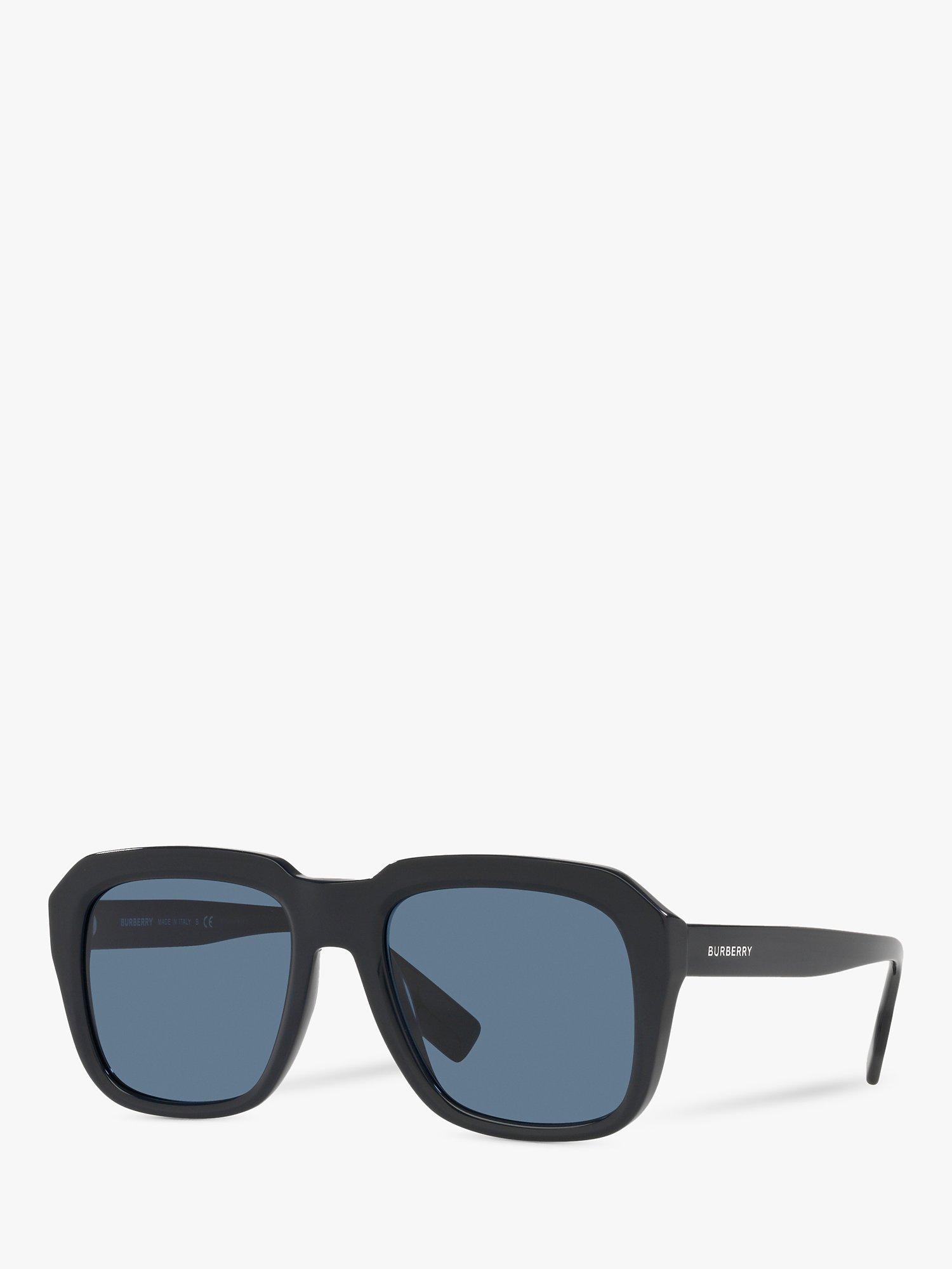 Burberry BE4350 Men's Square Sunglasses, Black/Blue