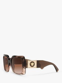 Versace VE4405 Women's Chunky Rectangular Sunglasses, Transparenet Brown/Brown Gradient - view 2, Transparenet Brown/Brown Gradient