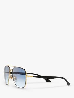 Ray-Ban RB3683 Unisex Square Sunglasses - view 2, Shiny Black/Blue Gradient