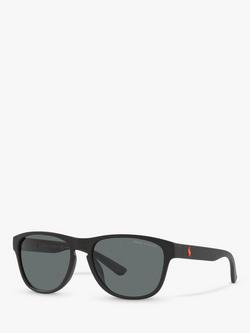 Polo Ralph Lauren PH4180U Unisex Polarised Pillow Sunglasses, Matte Black/Grey, Matte Black/Grey