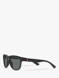 Polo Ralph Lauren PH4180U Unisex Polarised Pillow Sunglasses, Matte Black/Grey - view 2, Matte Black/Grey