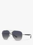 Ray-Ban RB3683 Unisex Polarised Square Sunglasses, Gunmetal/Blue Gradient