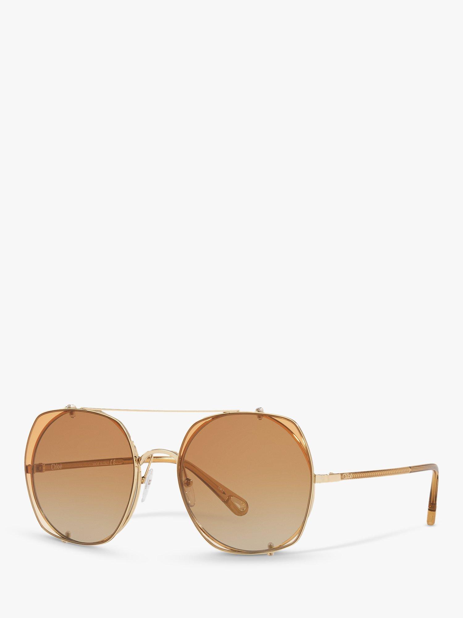 Chloé CH0042S Women's Rectangular Sunglasses, Gold/Brown Gradient