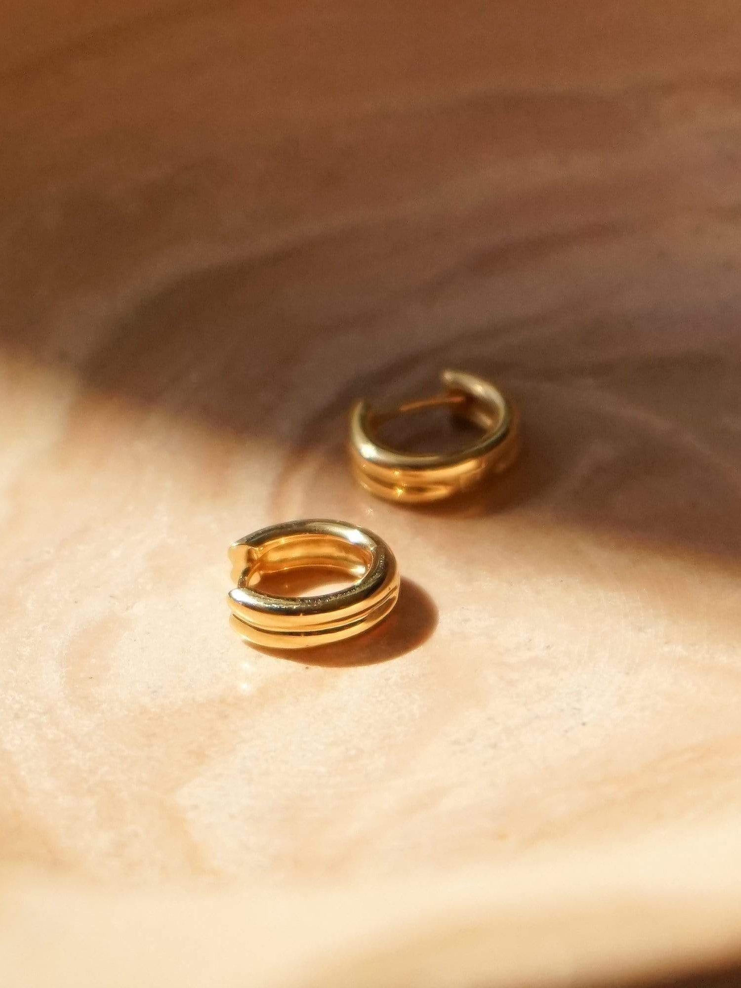Product image 3 of 4, which shows Daisy London Meryl Huggie Hoop Earrings, Gold