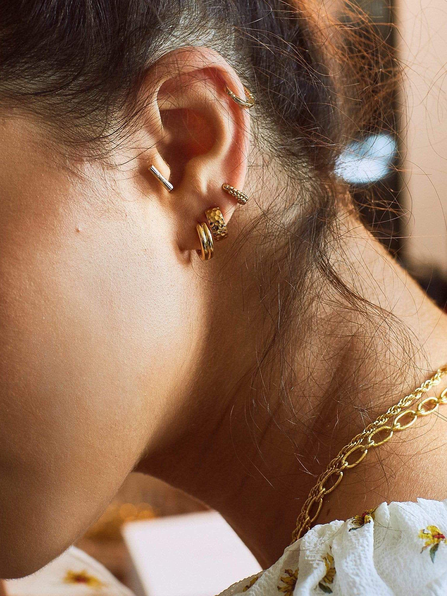 Product image 2 of 4, which shows Daisy London Meryl Huggie Hoop Earrings, Gold