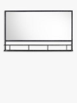 Gallery Direct Emerson Metal Frame Shelf Wall Mirror, 63 x 106cm, Black, Black