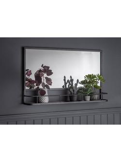 Gallery Direct Emerson Metal Frame Shelf Wall Mirror, 63 x 106cm, Black - view 2, Black
