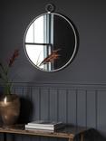 Bayswater Round Metal Frame Wall Mirror, 61cm, Silver