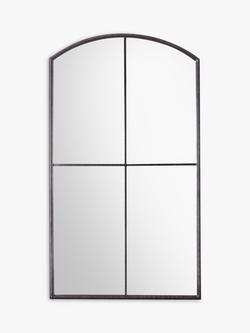 Frida Large Arched Window Metal Frame Wall Mirror, 160 x 90cm, Black, Black