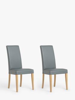 John Lewis Slender Faux Leather Dining Chairs, Set of 2, Dark Grey
