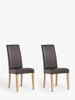 John Lewis Slender Faux Leather Dining Chairs, Set of 2, Chocolate