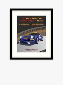 John Lewis Zucarto Art Studios 'Porsche at 1973 Daytona' Framed Print & Mount, 63.5 x 53.5cm, Blue/Black, Blue/Black