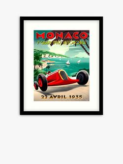 John Lewis Zucarto Art Studios 'Monaco 1935 Grand Prix' Framed Print & Mount, 63.5 x 53.5cm, Green/Red, Green/Red