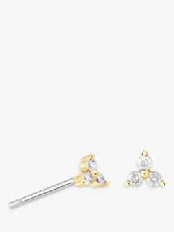 Astrid & Miyu Triple Cubic Zirconia Stud Earrings, Gold/Clear, Gold/Clear