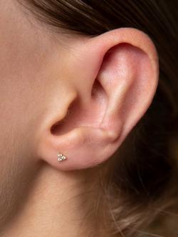 Astrid & Miyu Triple Cubic Zirconia Stud Earrings, Gold/Clear - view 2, Gold/Clear