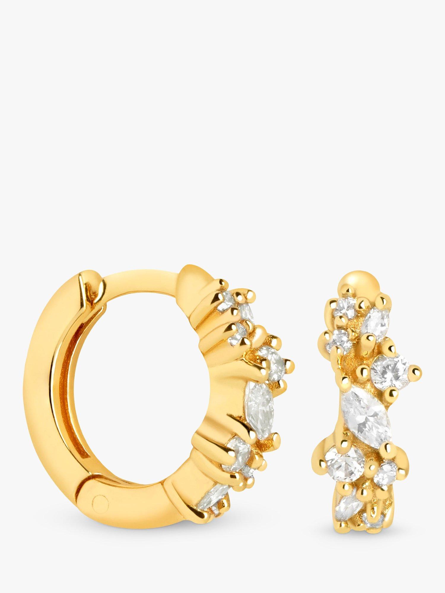 Product image 1 of 2, which shows Astrid & Miyu Crystal Huggie Hoop Earrings, Gold