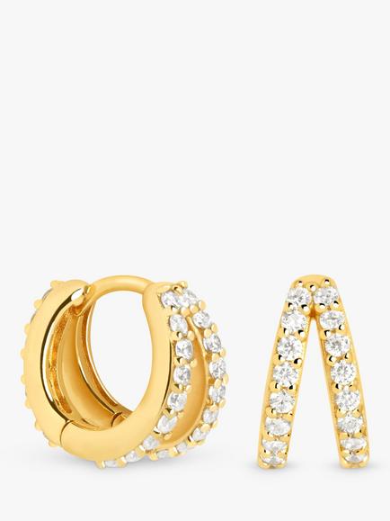 Astrid & Miyu Illusion Huggie Hoop Earrings, Gold, Gold