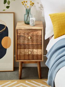 John Lewis Groove 2 Drawer Bedside Table, Natural - view 2, Natural