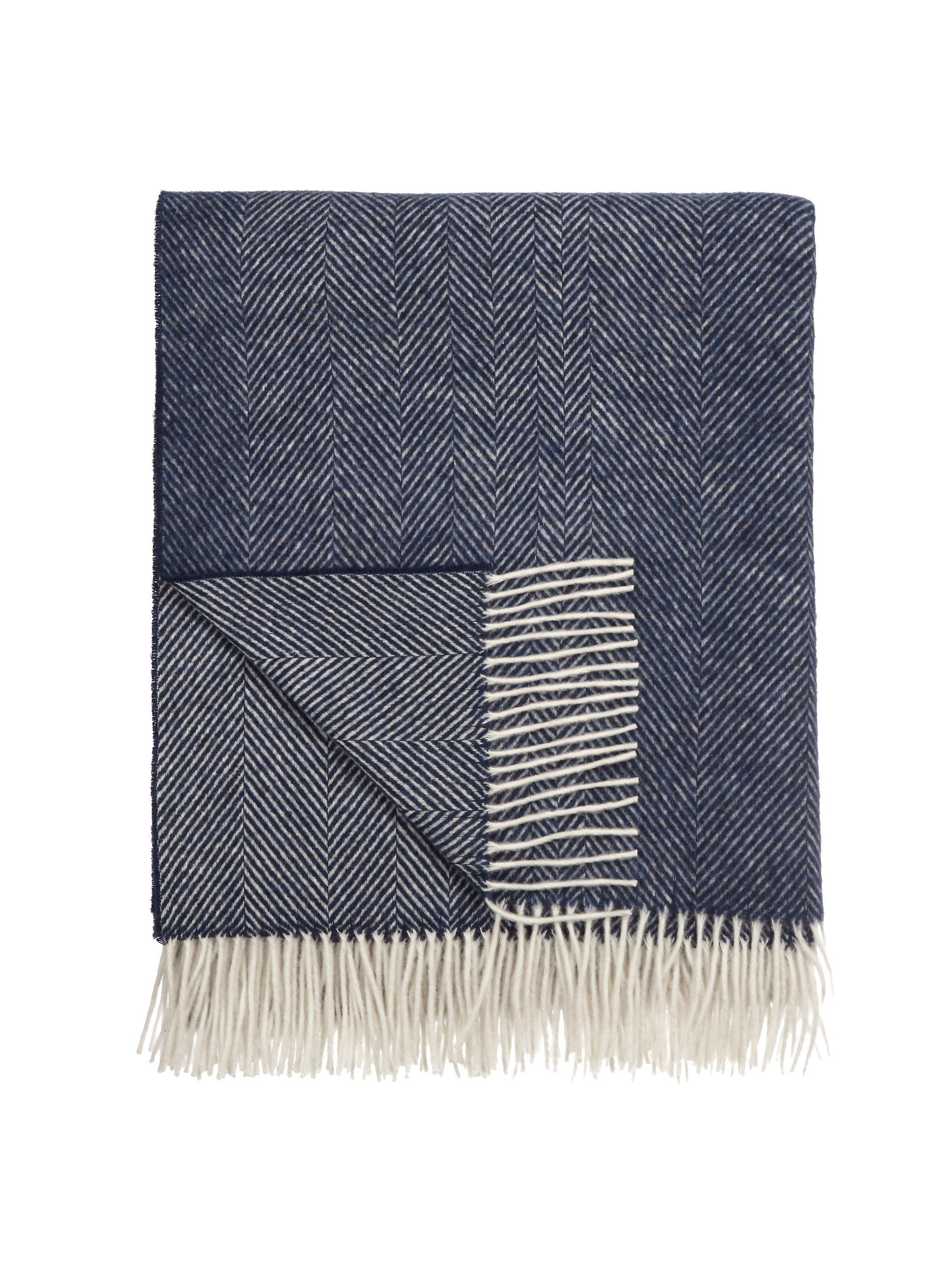 Bronte by Moon Herringbone Throw, Navy