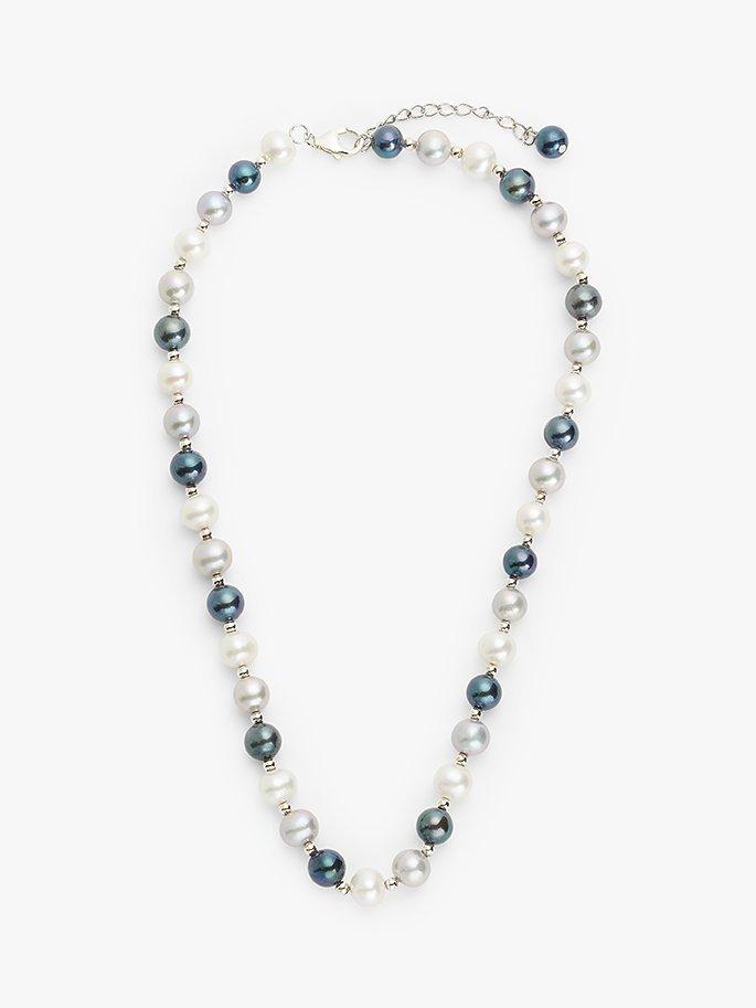 Product image 1 of 4, which shows Lido Freshwater Pearl Mix Necklace, Peacock/White