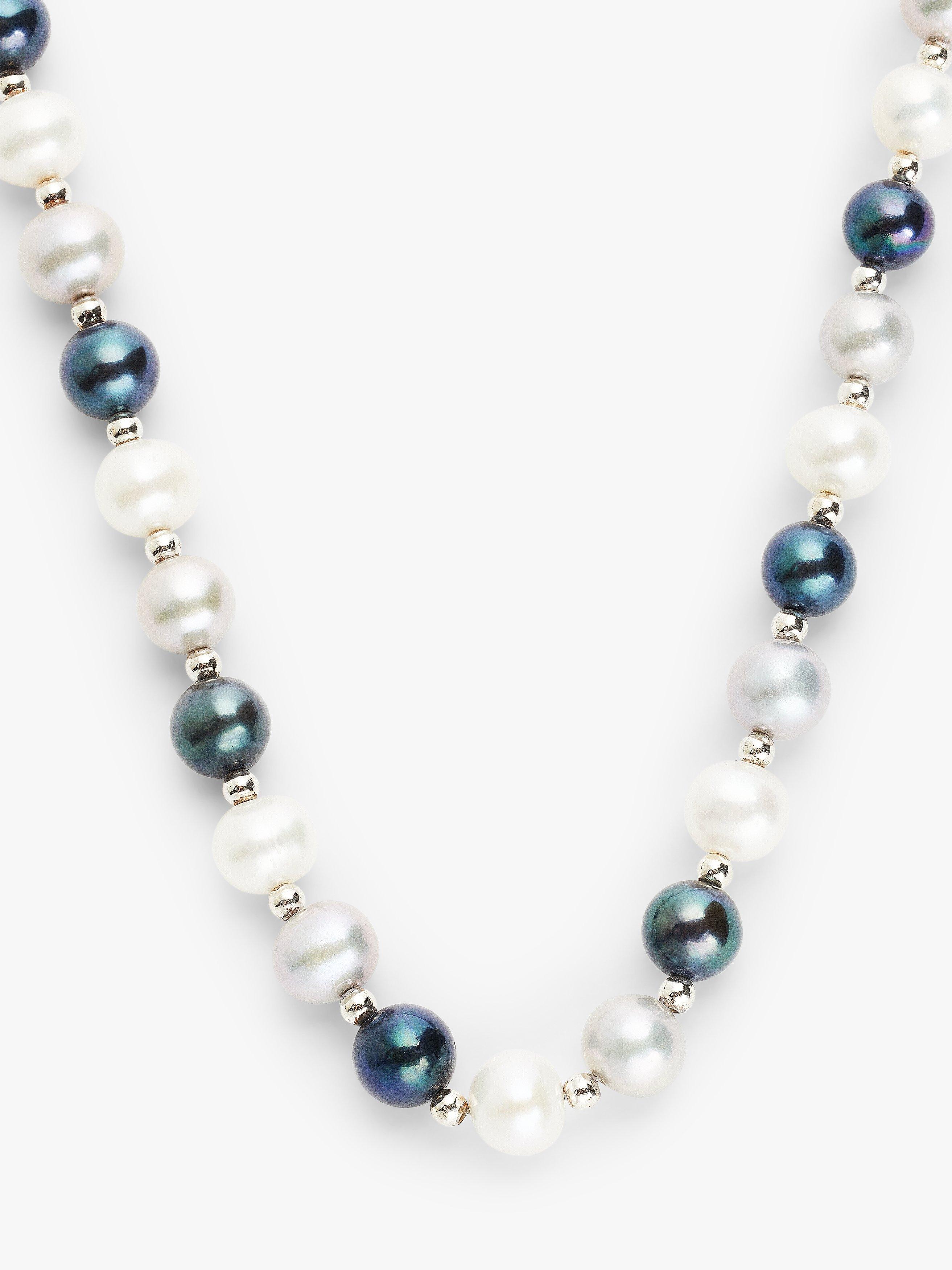 Product image 3 of 4, which shows Lido Freshwater Pearl Mix Necklace, Peacock/White
