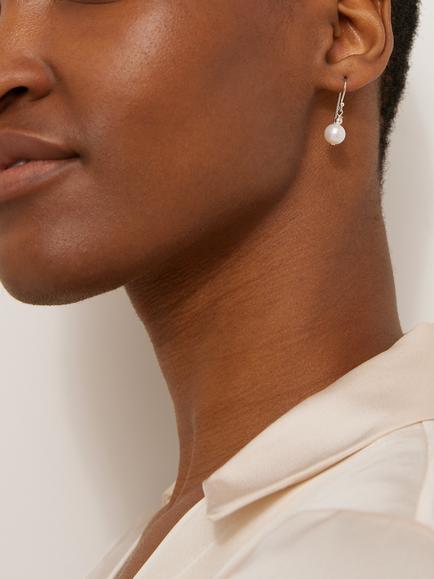 Lido Freshwater Pearl Hook Earrings, White - view 2, White