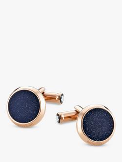 Montblanc Meisterstück Round Cufflinks, Rose Gold/Blue, Rose Gold/Blue