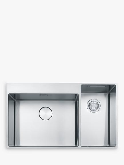 Franke Box Center BWX 220 54-27 1.5 Bowls Kitchen Sink, Stainless Steel, Stainless Steel