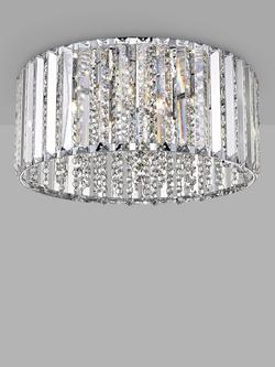 Impex Diore Crystal Flush Ceiling Light, Large, Chrome, Chrome